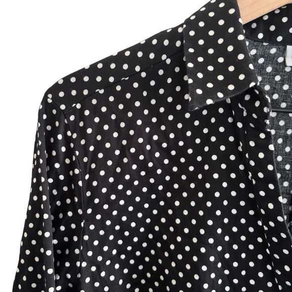 New York & Company Button Up Shirt Polka Dot Roll Tab Office Casual Size Large - Picture 5 of 16